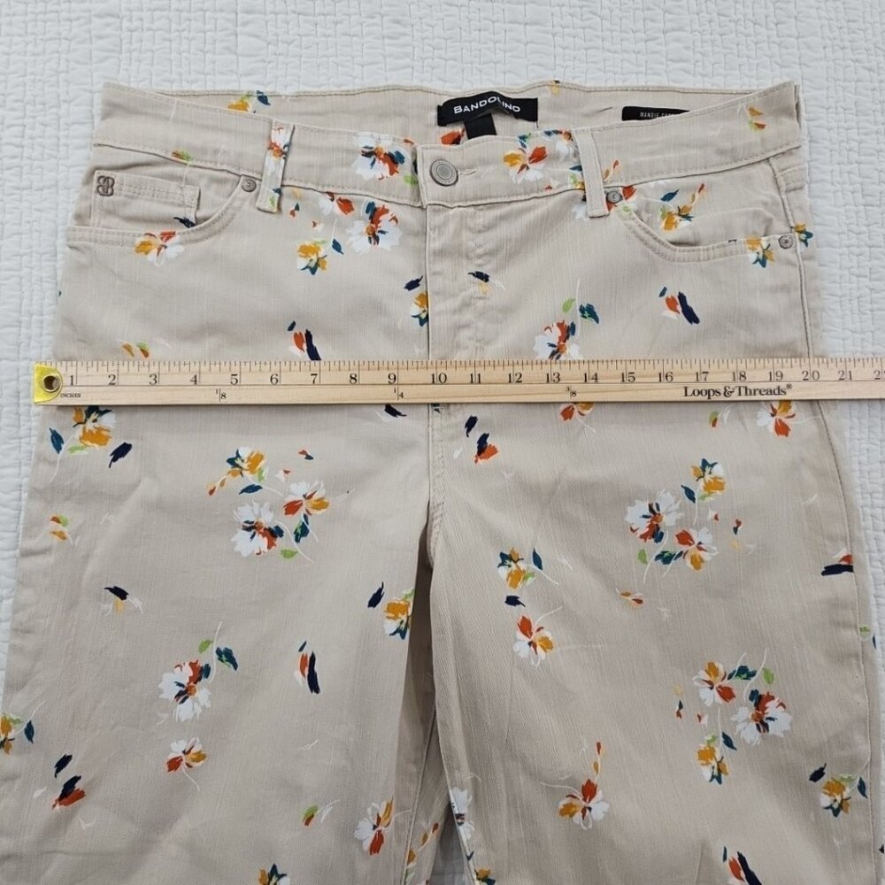 Bandolino Mandie Capri Pants Women's 16 Tan Floral AOP Straight Leg Cuffed EUC - Picture 5 of 16